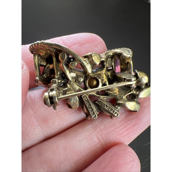 VTG Hollycraft Corp. 1957 Small Brooch Pastel Rhinestone Signed 1.6” Gorgeous! - Picture 10 of 13